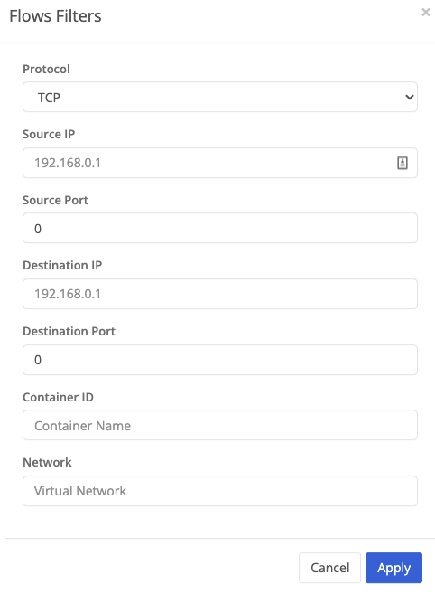 Flows Filter Options